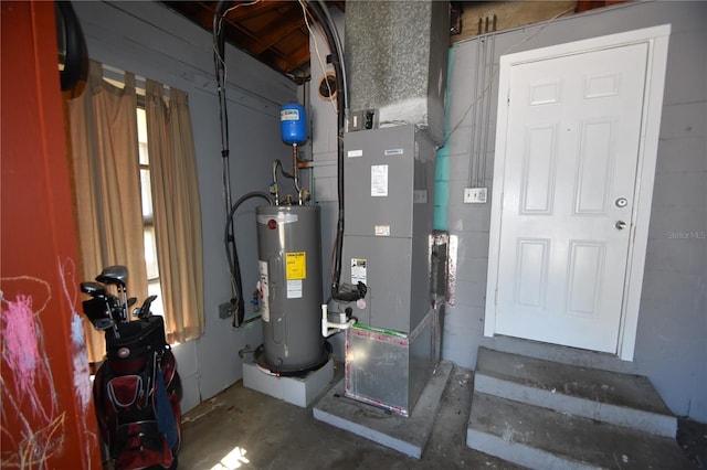 utility room featuring electric water heater