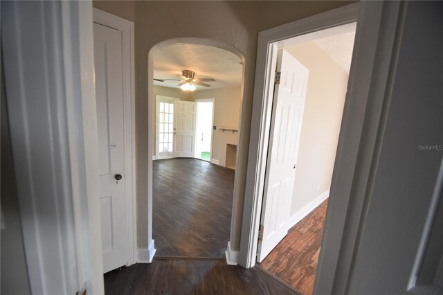 hall featuring dark hardwood / wood-style flooring