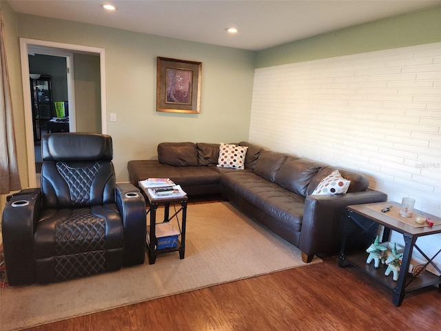 living room with hardwood / wood-style floors