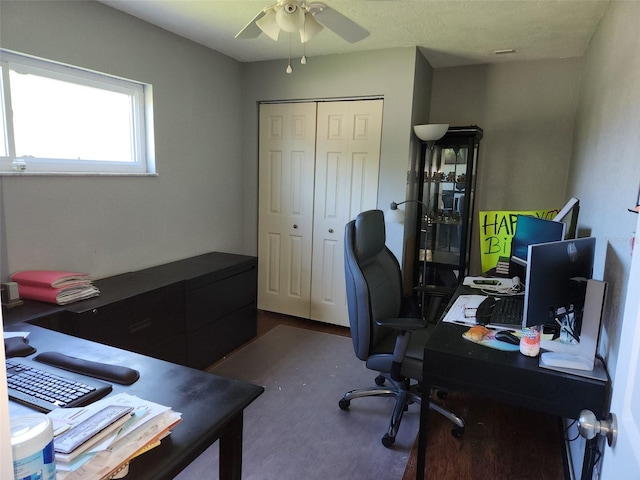 home office featuring ceiling fan