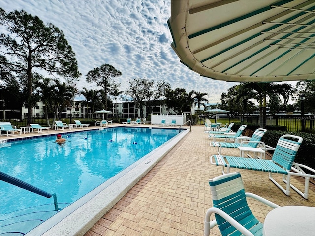 view of pool featuring a patio area