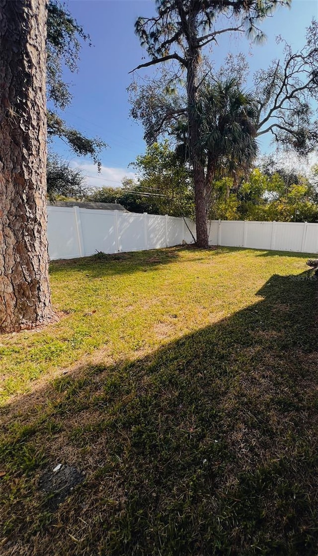 view of yard featuring a fenced backyard