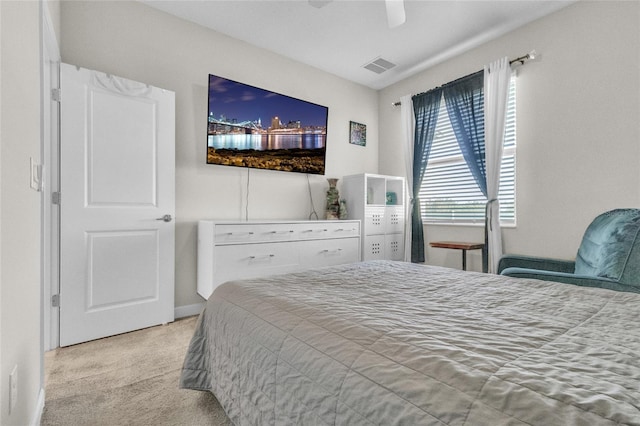 bedroom with carpet floors and ceiling fan