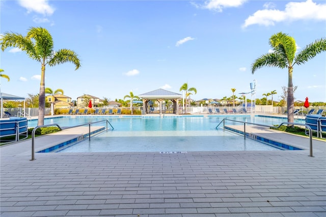 view of pool featuring a gazebo