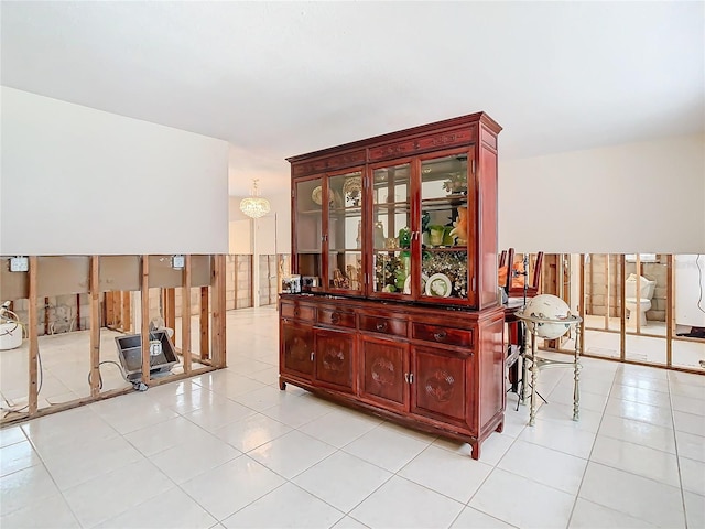 interior space with a notable chandelier