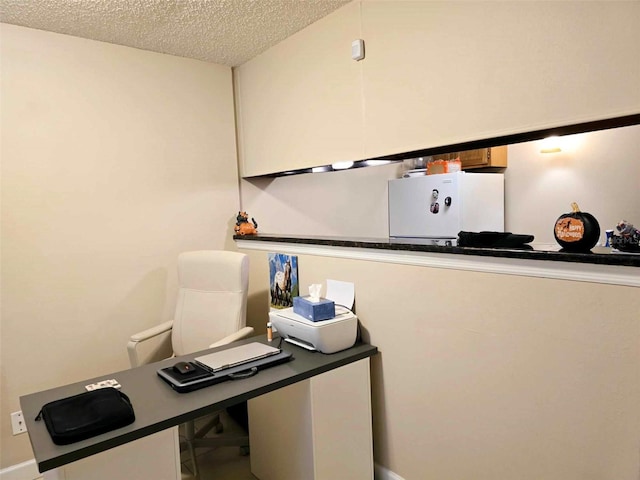 home office with a textured ceiling