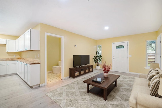 living room featuring light hardwood / wood-style flooring