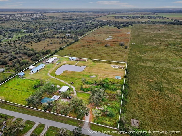 drone / aerial view with a rural view