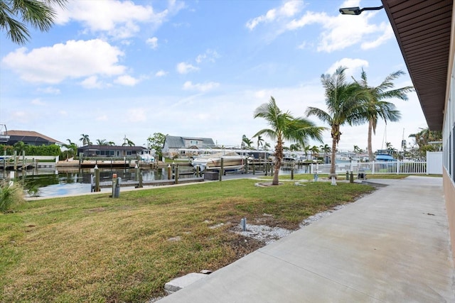 dock area featuring a water view