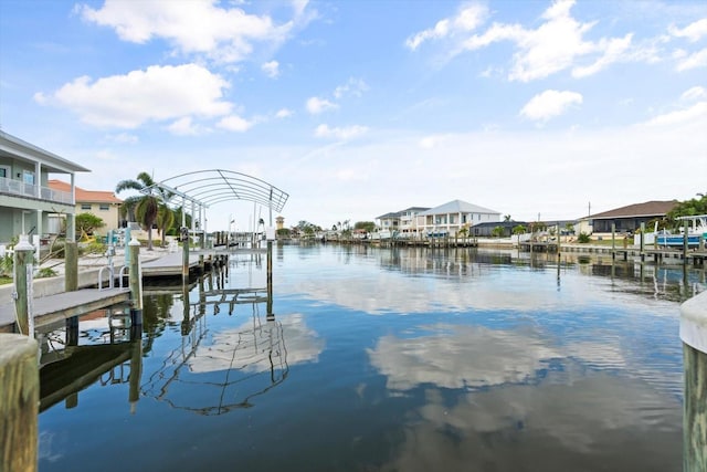 dock area featuring a water view