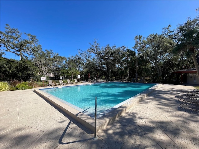 view of swimming pool featuring a patio area