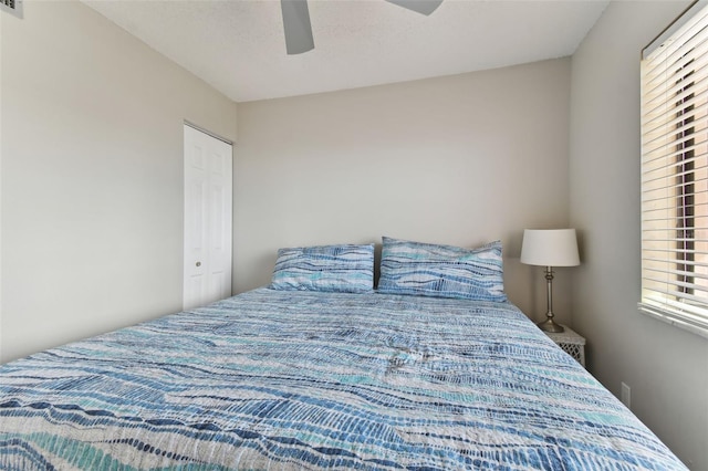 bedroom featuring ceiling fan