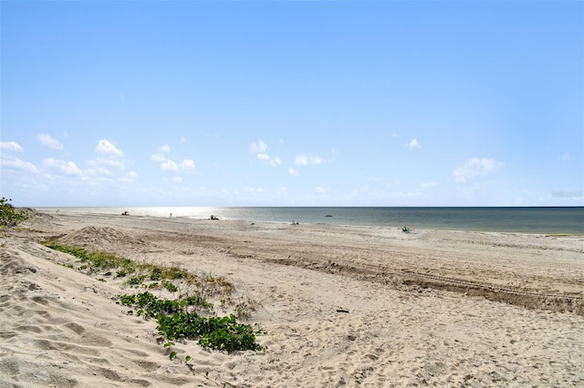 property view of water featuring a view of the beach