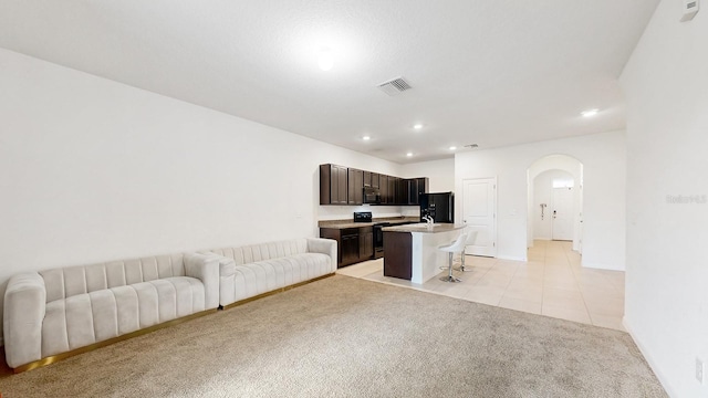 view of tiled living room