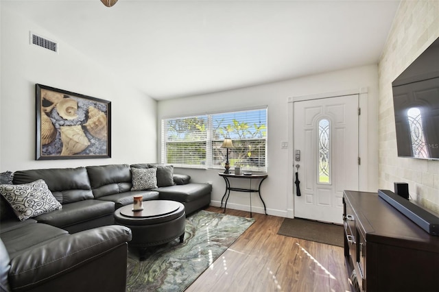 living room with wood-type flooring