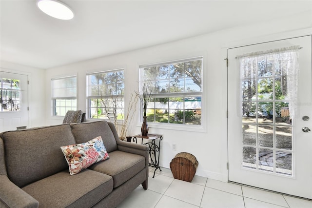 view of tiled living room