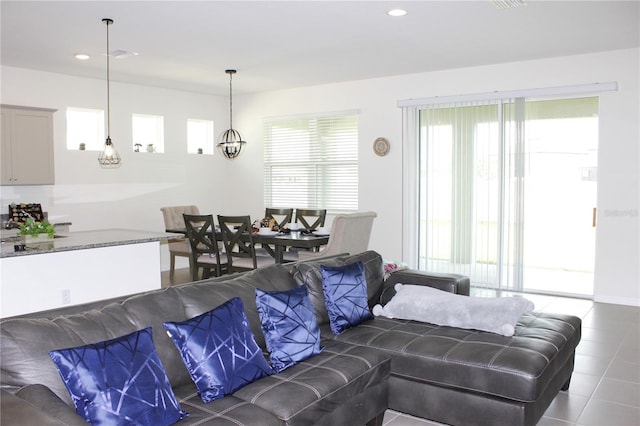 view of tiled living room