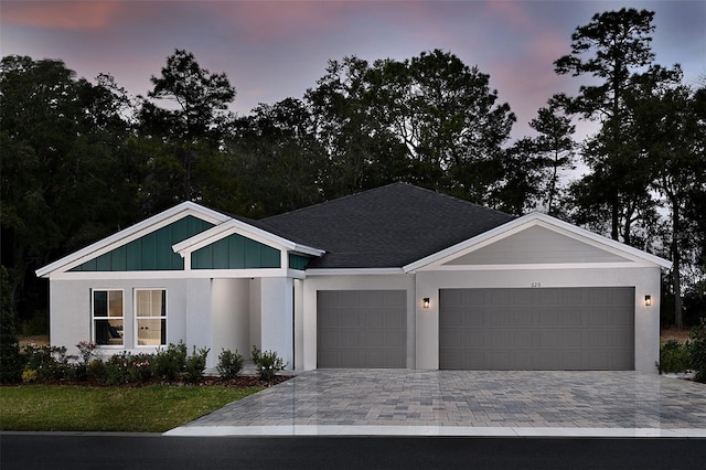 view of front of house with a garage