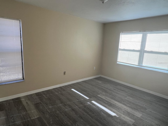 empty room featuring dark hardwood / wood-style flooring