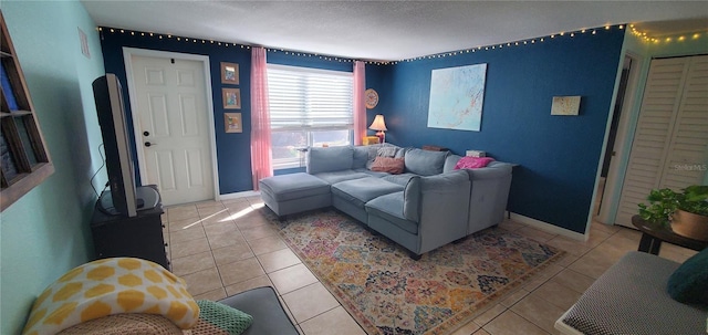 7045 Lenox Dr, New Port Richey, FL 34653 - living area with light tile patterned floors and baseboards