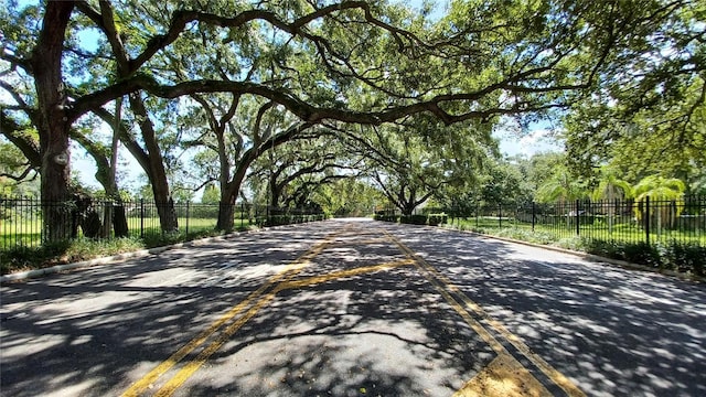 view of road featuring curbs