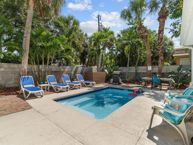 view of pool featuring a patio