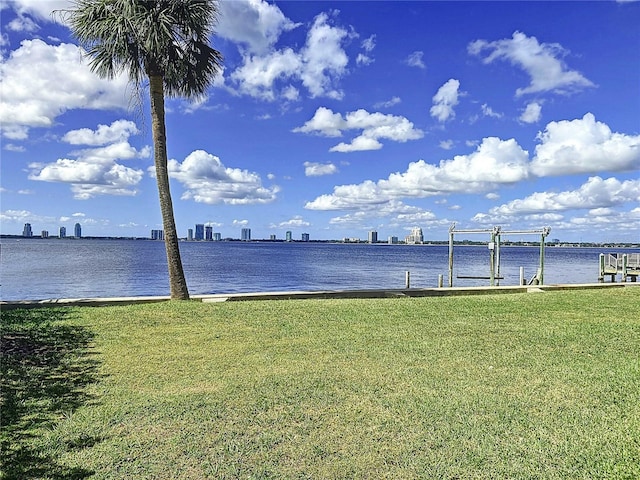 property view of water featuring a dock