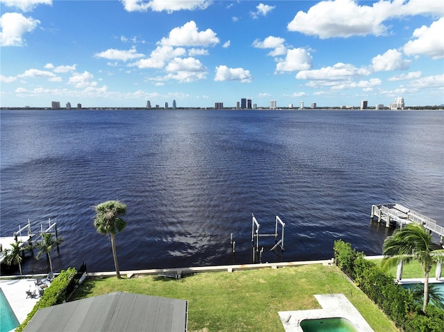 water view featuring a boat dock