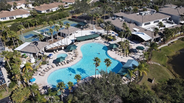 2122 Hereford Dr Unit 511, Sun City Center, FL 33573 - aerial perspective of suburban area featuring a pool area