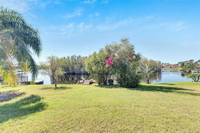 view of yard featuring a water view