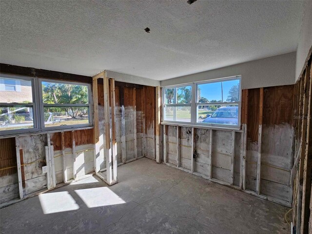 misc room with a textured ceiling and a healthy amount of sunlight