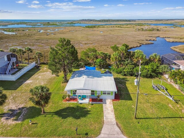 bird's eye view with a rural view and a water view