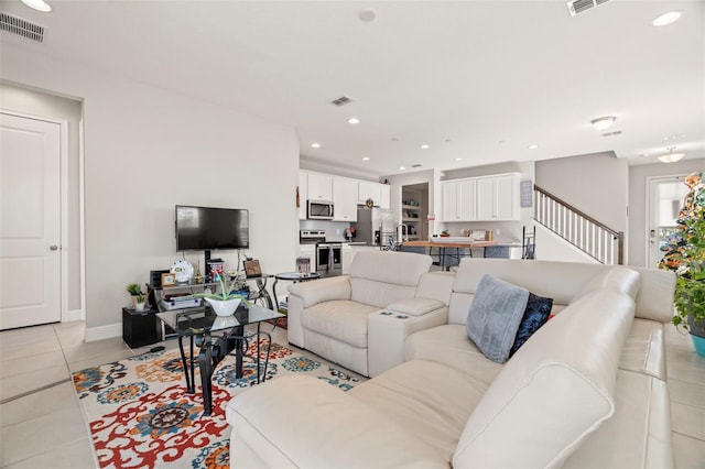 view of tiled living room