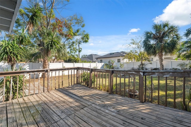 deck featuring a fenced backyard