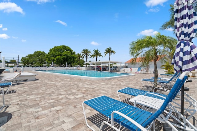 view of pool featuring a patio area