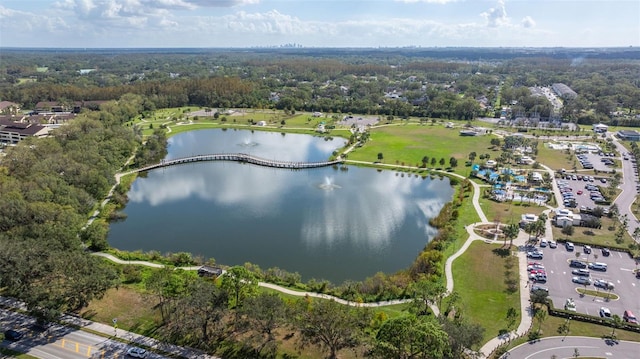 bird's eye view featuring a water view