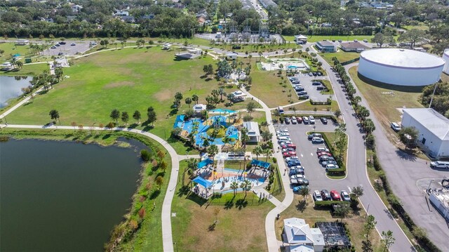 bird's eye view featuring a water view