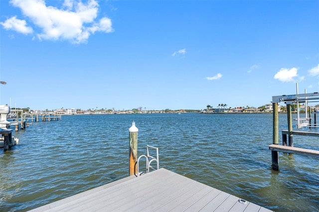 view of dock featuring a water view