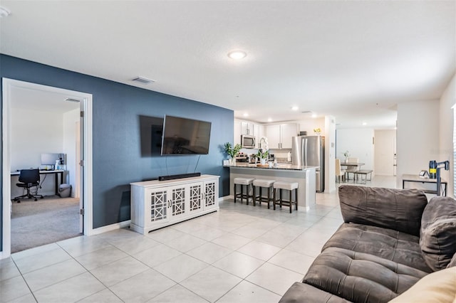 view of tiled living room