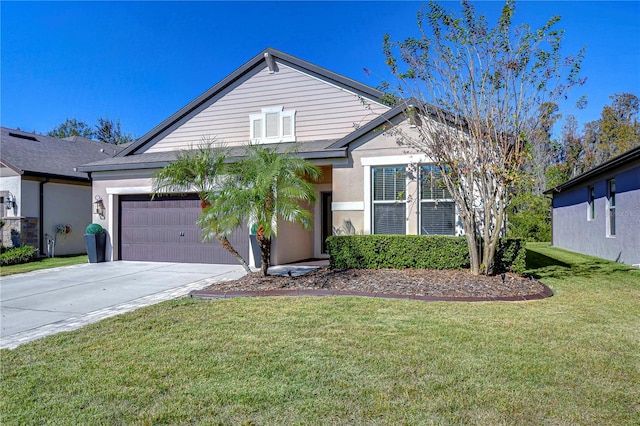 view of front of home with a front lawn