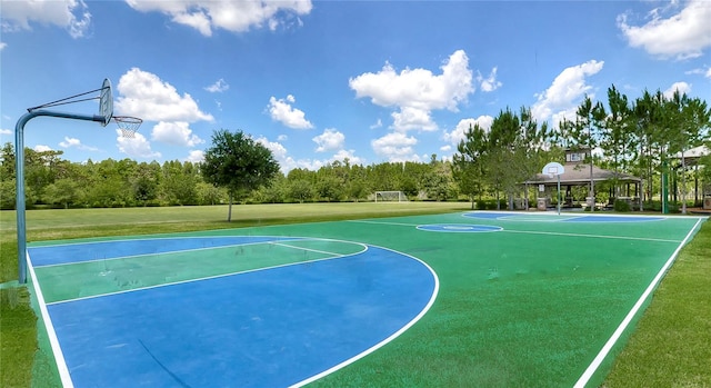 view of basketball court featuring a gazebo