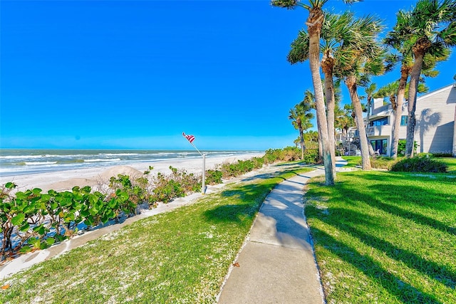 exterior space with a view of the beach