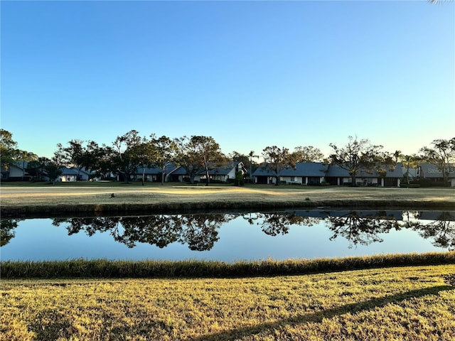 view of water feature with a residential view