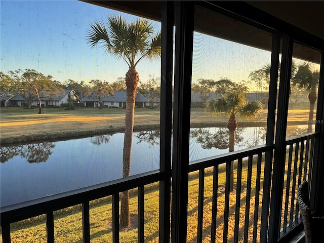 view of water feature with a residential view