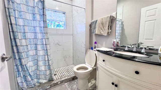 2012 Fern Ridge Ct, Holiday, FL 34691 - bathroom with vanity, toilet, and a tile shower