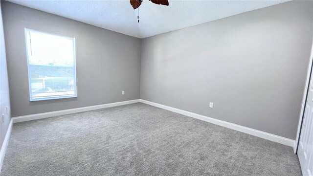2012 Fern Ridge Ct, Holiday, FL 34691 - empty room featuring ceiling fan, carpet flooring, baseboards, and a textured ceiling