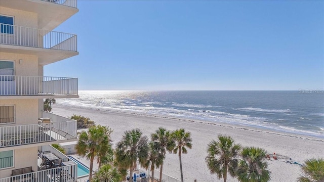 view of water feature featuring a view of the beach