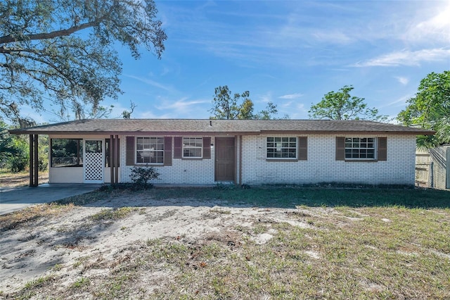 view of single story home