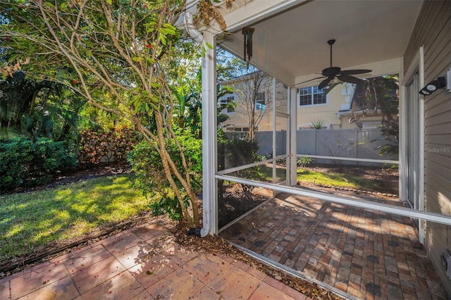 view of patio / terrace with ceiling fan