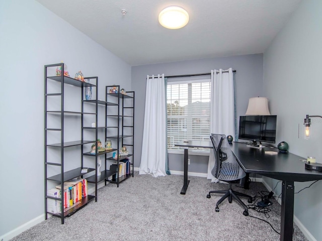 view of carpeted home office